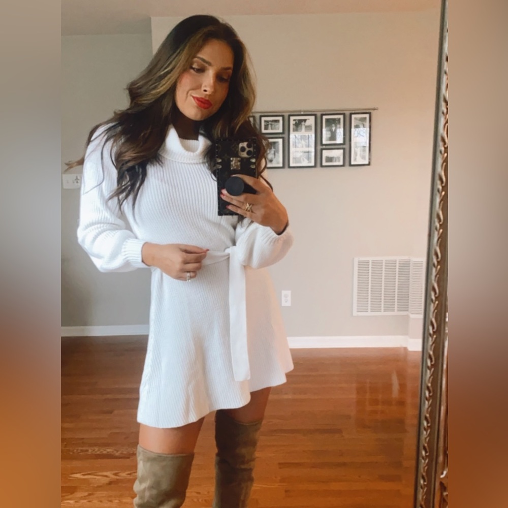 Cream sweater dress